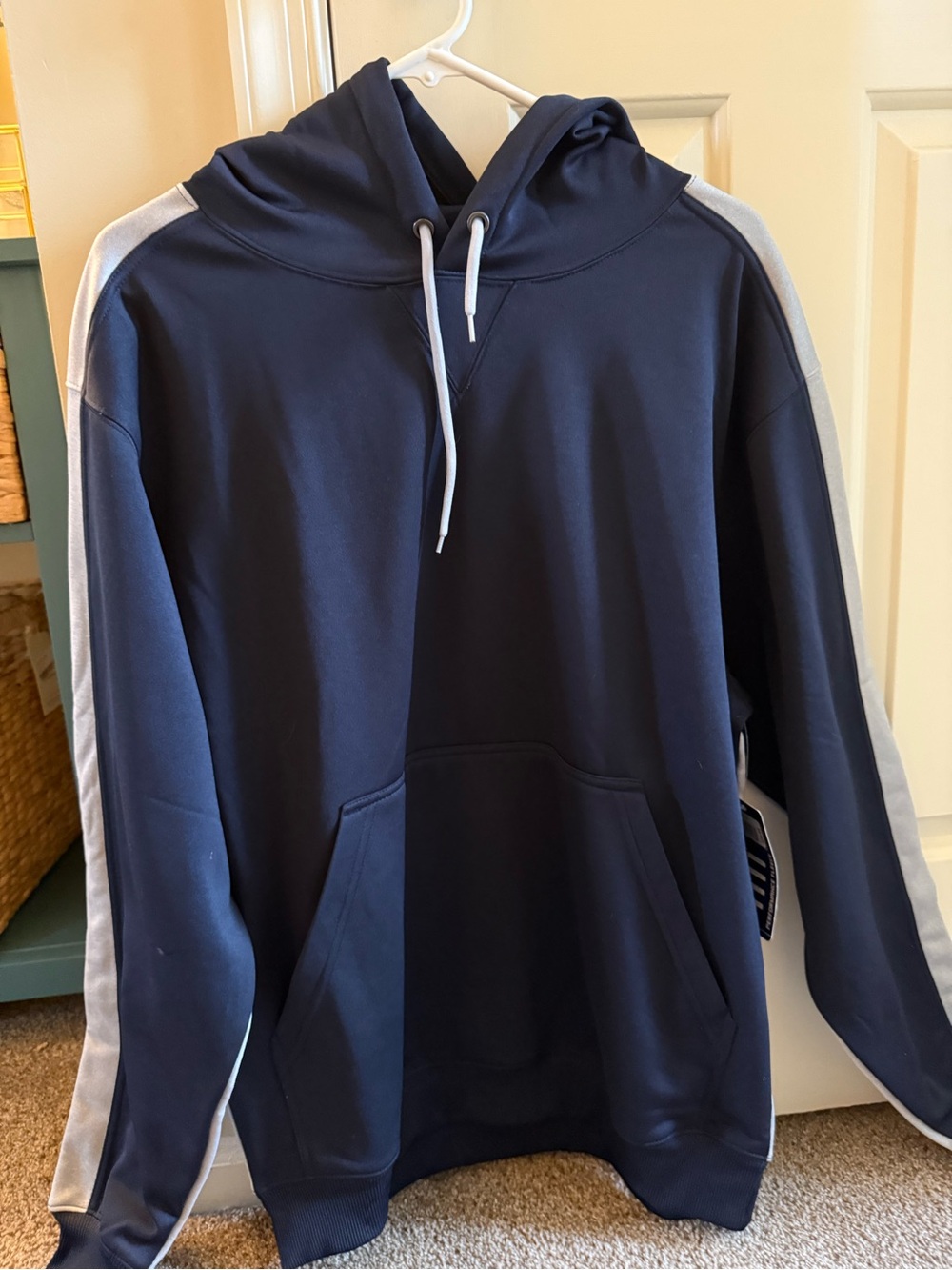 Champs Navy Hoodie with Light Gray Shoulder Stripes